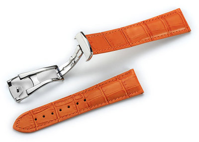 【蝴蝶扣真皮手表帶 折疊 桔色】?jī)r(jià)格,廠家,圖片,線類,廣州客至貿(mào)易-